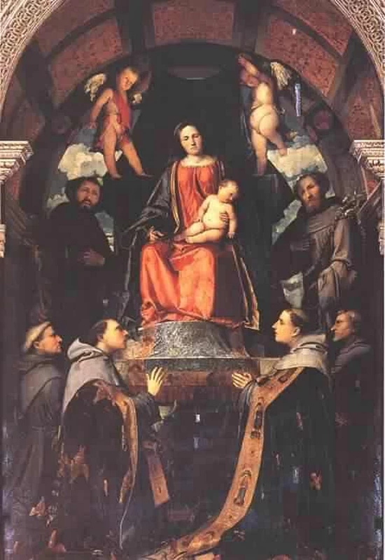 Il Romanino-402-Madonna in trono con santi e monaci
